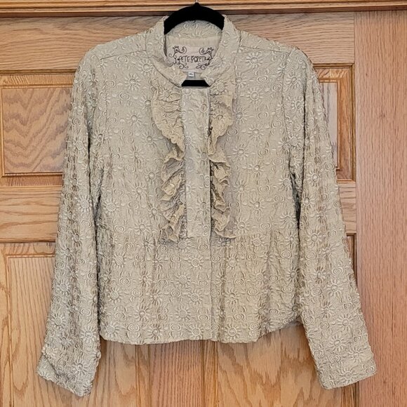 Pete & Greta by Johnny Was VTG 100% Silk Embroidered Peplum Lined Gold Jacket - Picture 8 of 16